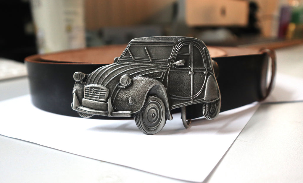 Leather belt with buckle Citroen 2CV size 48 (inch)