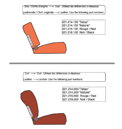 Front seat cover black leather for foam back Citroën ID/DS