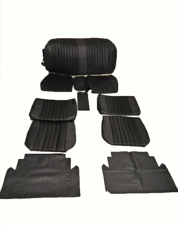 Seat cover set (2 front 1 rear) in black leatherette Citroën ID/DS