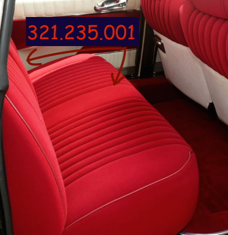 Cover set red fabric Pallas (WITHOUT WHITE  LEATHERETTE PIECE BEHIND FRONT SEAT) '69 Citroën ID / DS