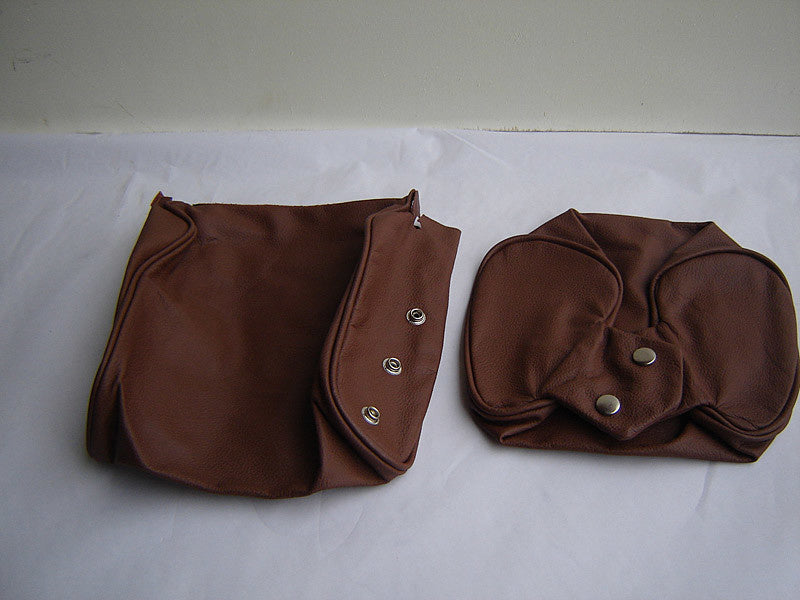 Head rest cover with brown leather trimming narrow model 2 pieces Citroën ID/DS
