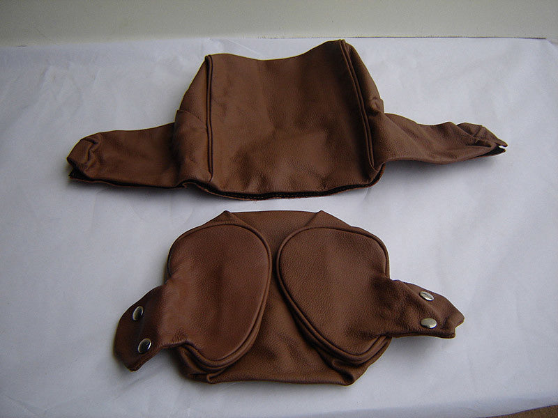Head rest cover with brown leather trimming wide model 2 pieces Citroën ID/DS