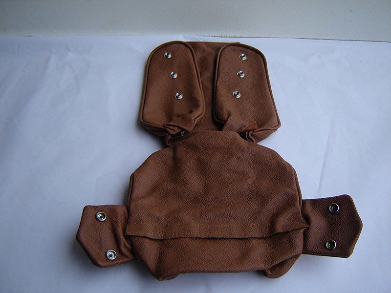 Head rest cover with light brown leather trimming narrow model 2 pieces Citroën ID/DS