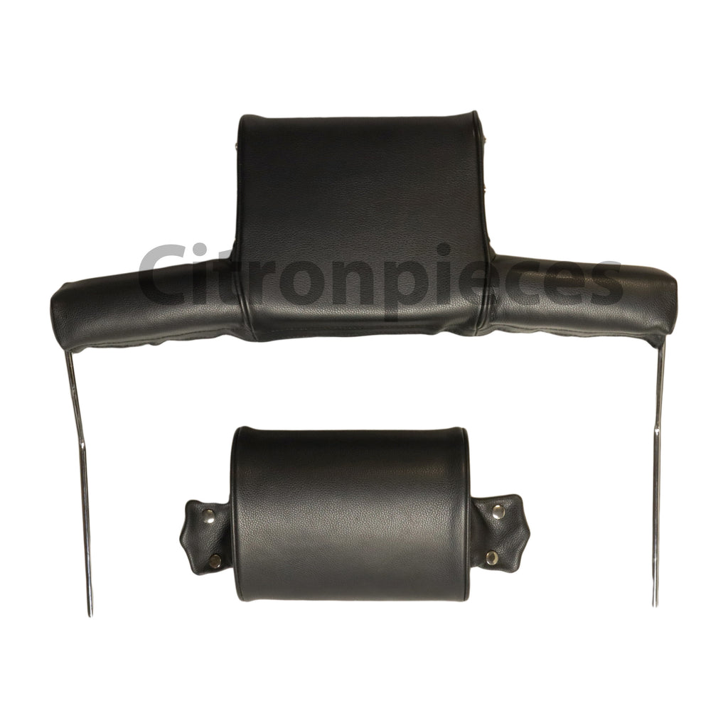 Head rest with black leather trimming wide model 2 pieces Citroën ID/DS