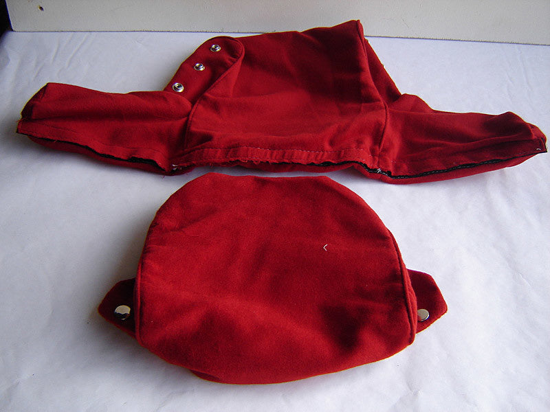 Head rest cover with bright red 60->67cloth trimming wide model 2 pieces Citroën ID/DS