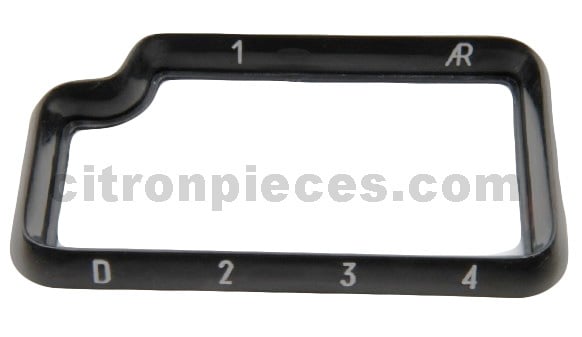 Plastic frame (black with white letter inscription) of shift handle for semi-automatic 61-68 Citroën ID/DS