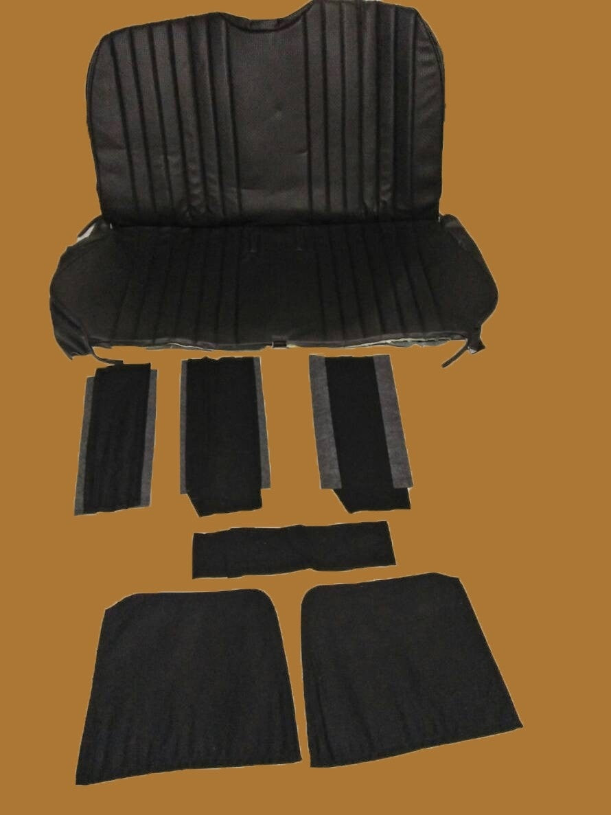 Original seat cover set in black leatherette for foldable rear bench Dyane Citroën 2CV