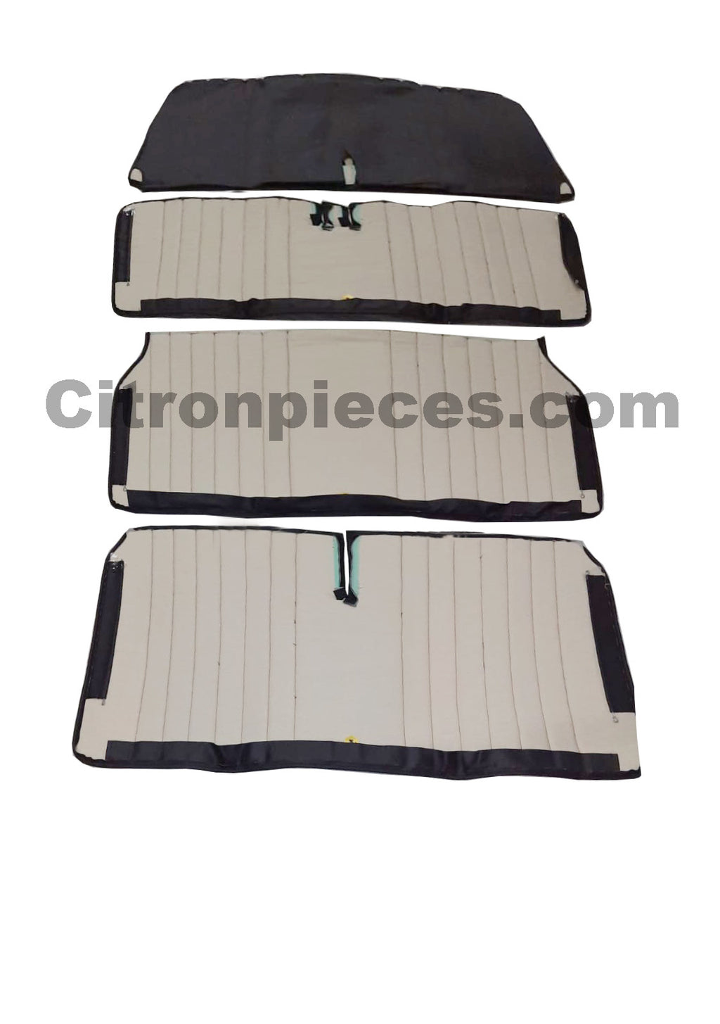 Original seat cover set for front bench in black leatherette Dyane Citroën 2CV -