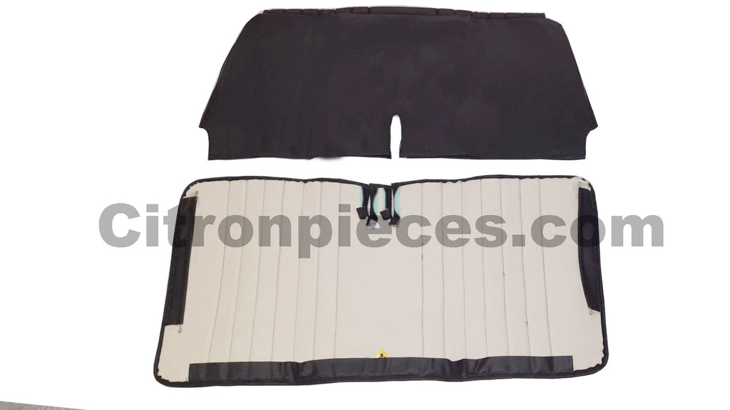 Original seat cover set for front bench in black leatherette Dyane Citroën 2CV -