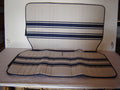 Original seat cover set for rear bench in white/blue cloth Transat / France 3 Citroën 2CV