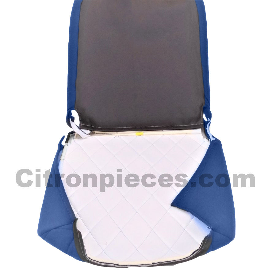 Seat cover set for front L seat (2 round angles) in blue cloth Charleston Citroën 2CV