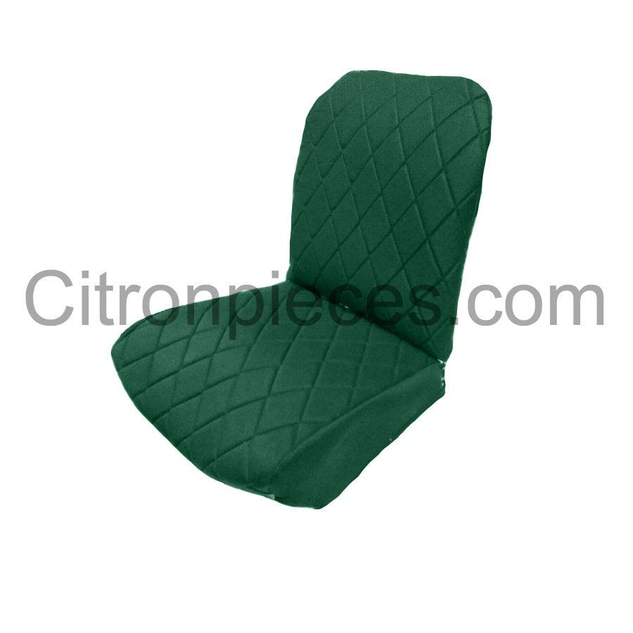 Original seat cover set for front L seat (2 round angles) in green cloth Charleston Citroën 2CV
