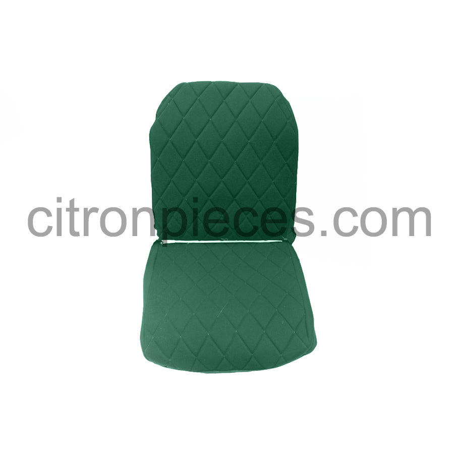 Original seat cover set for front L seat (2 round angles) in green cloth Charleston Citroën 2CV