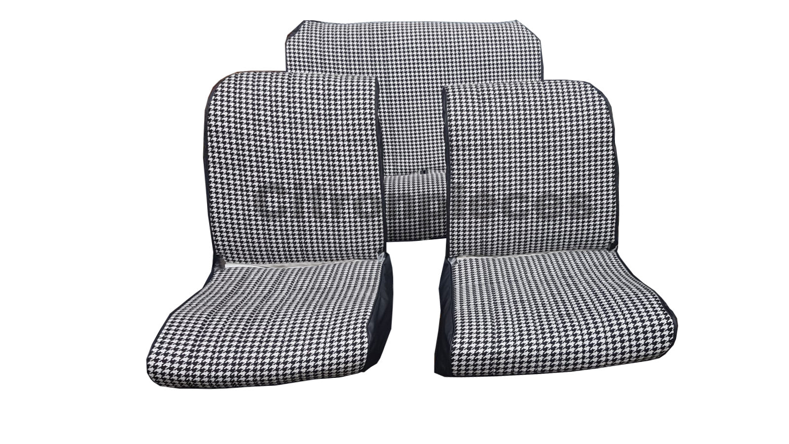 Original seat cover set for 2 front seat + rear bench in "pied de poule" black and white cloth Charleston Citroën 2CV