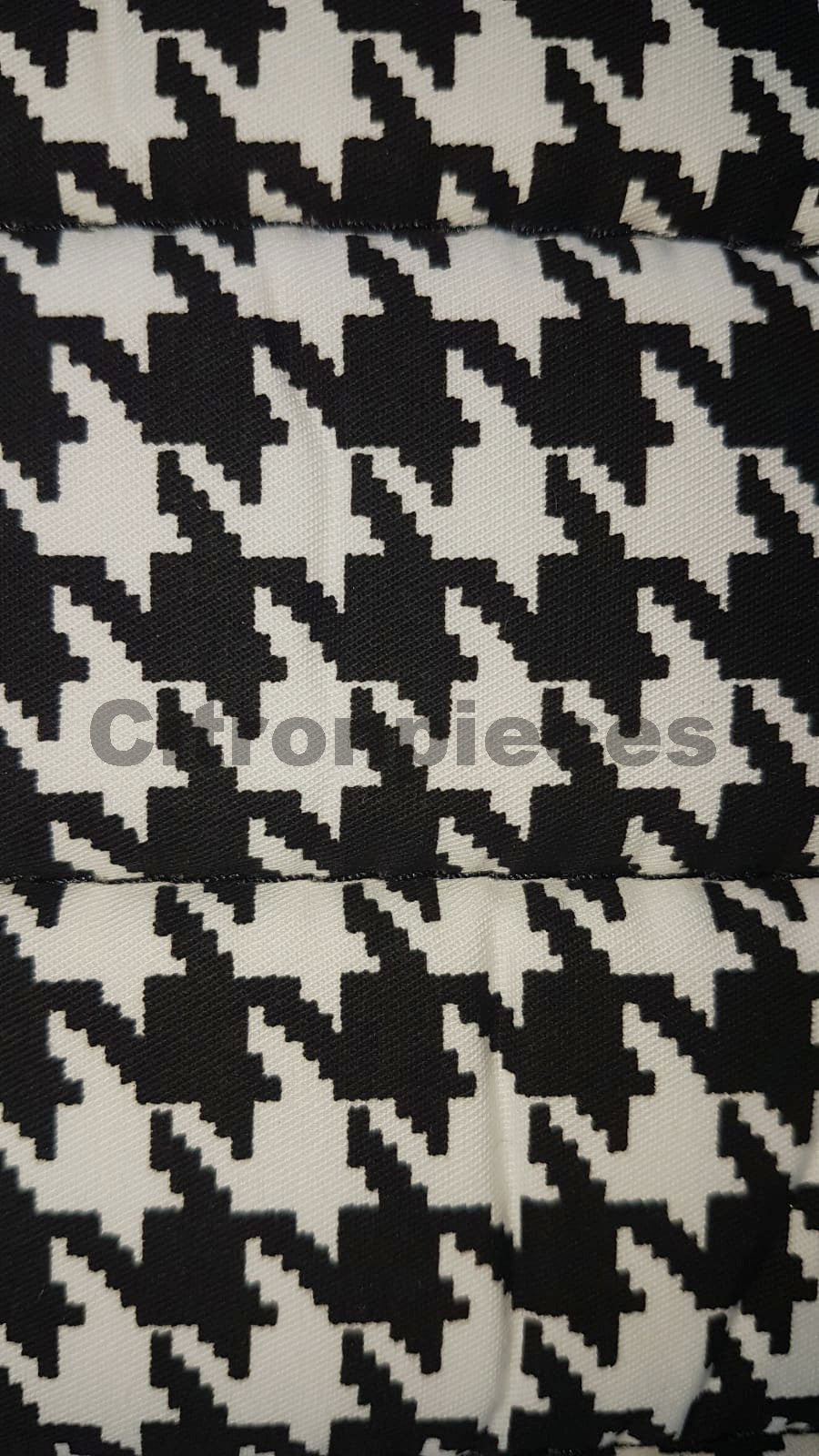 Original seat cover set for 2 front seat + rear bench in "pied de poule" black and white cloth Charleston Citroën 2CV
