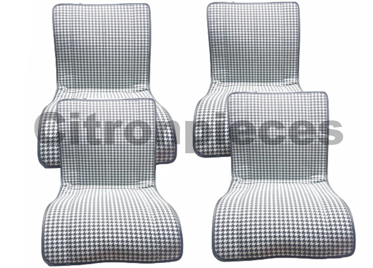 Original seat cover set for rear bench in "pied de poule" black and white cloth Charleston Citroën 2CV  - Copy