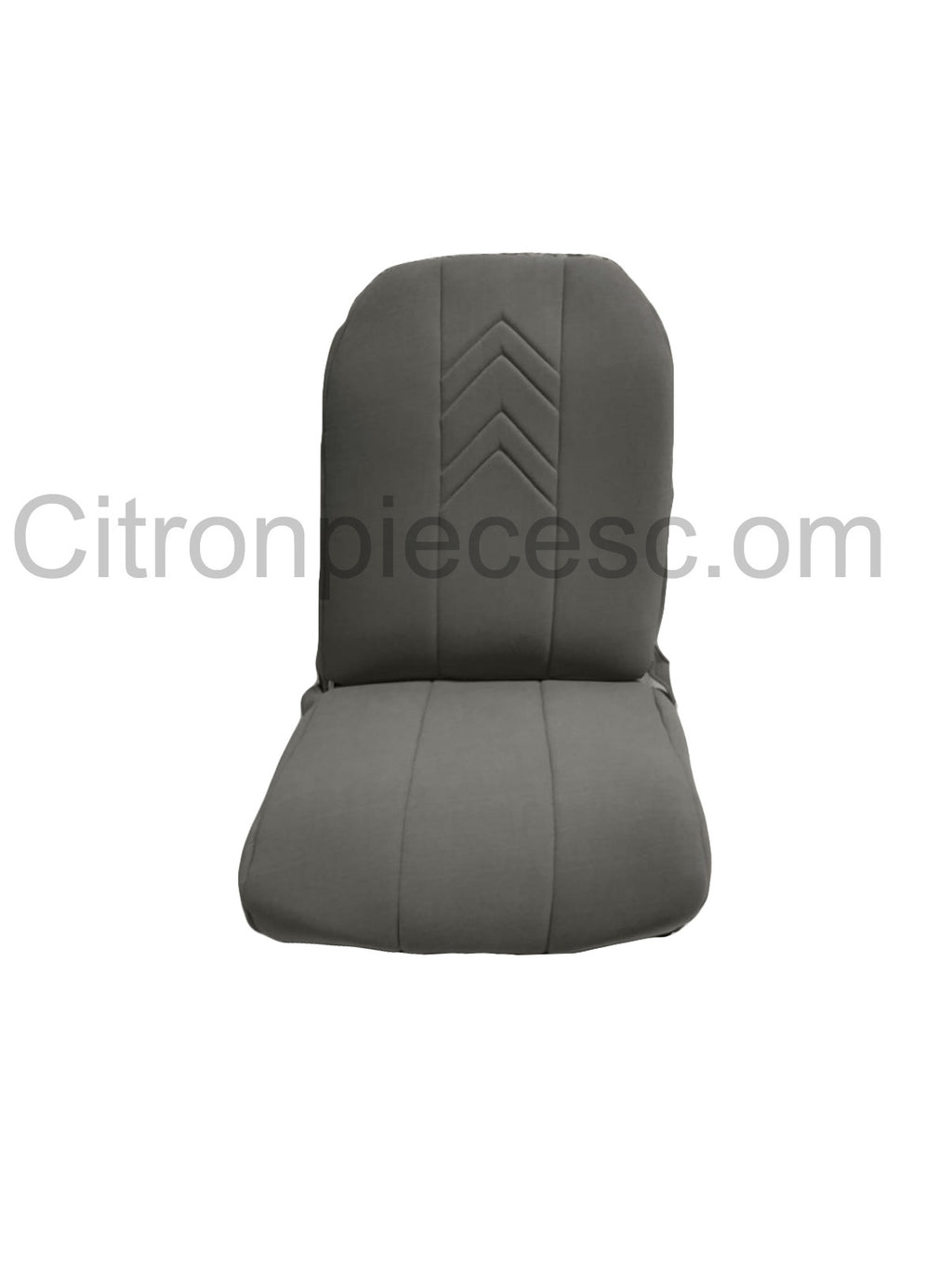 Original seat cover set for front R seat (2 round angles) in gray cloth with old Citroën logo Citroën 2CV
