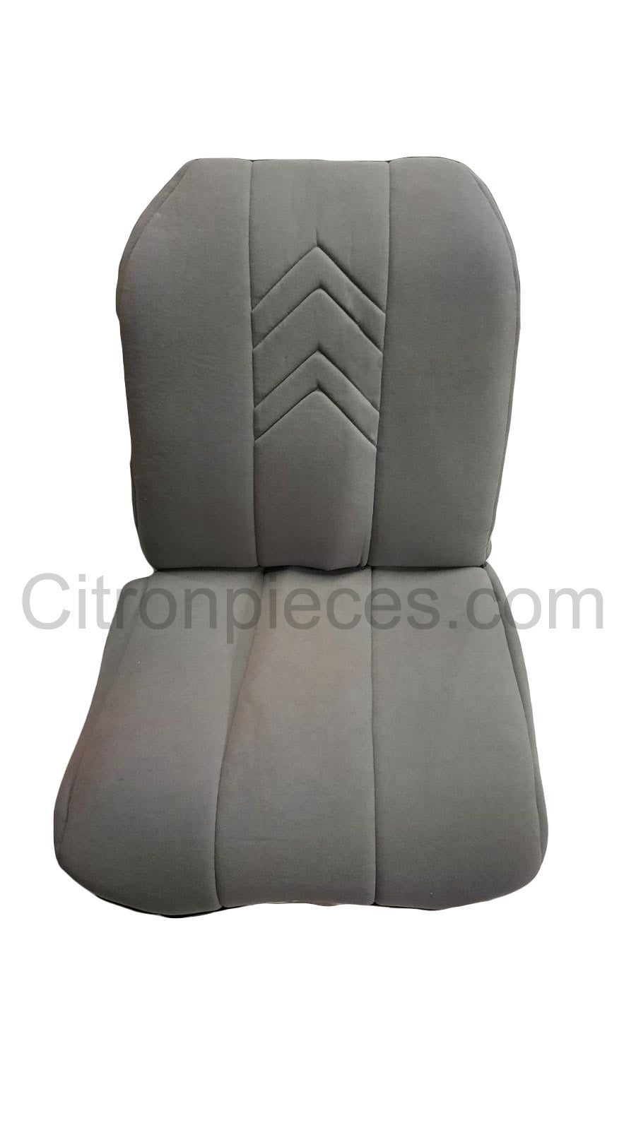 Original seat cover set for front L seat (2 round angles) in gray cloth with old Citroën logo Citroën 2CV