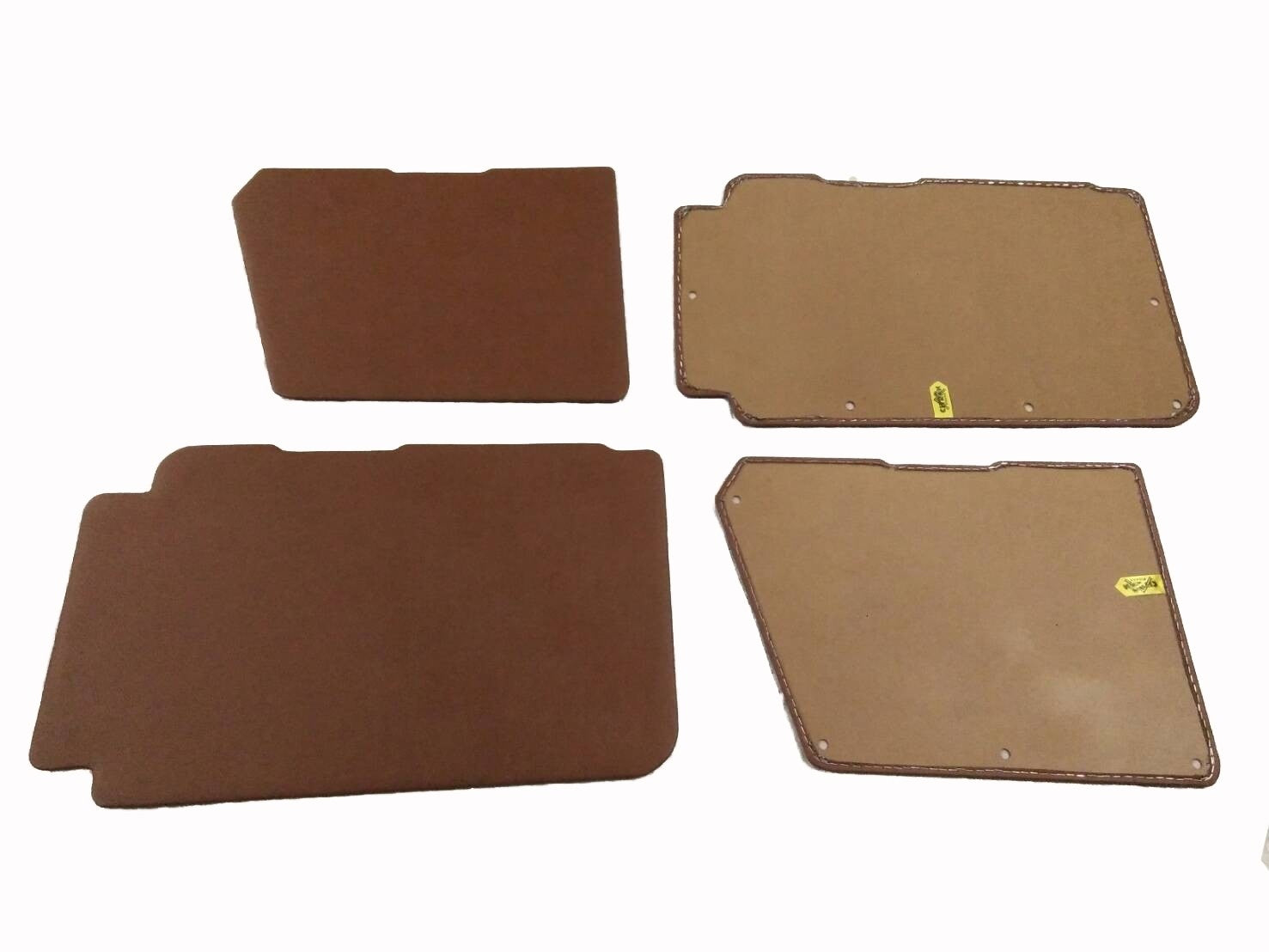Set of 4 door panels in brown leatherette (with plastic upper part) Citroën 2CV