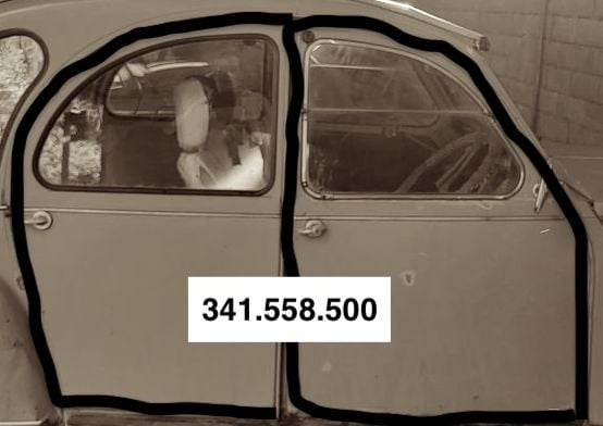 341.558.500: Türgummidichtungssatz 2CV.