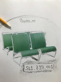 Original seat cover set for seat in green striped cloth (Exact Copie of the Original Cloth!) years '50 '60 Citroën 2CV