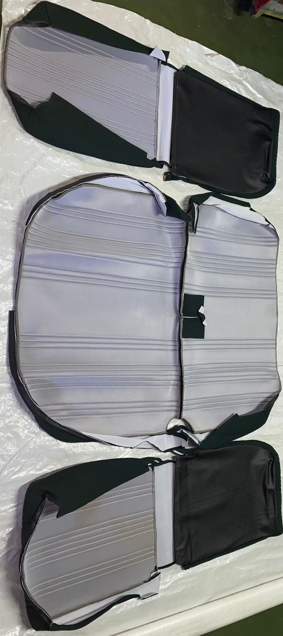 Set of 2 front seat covers (asymmetrical front seats) and 1 rear seat green fabric Citroën 2CV - Copy