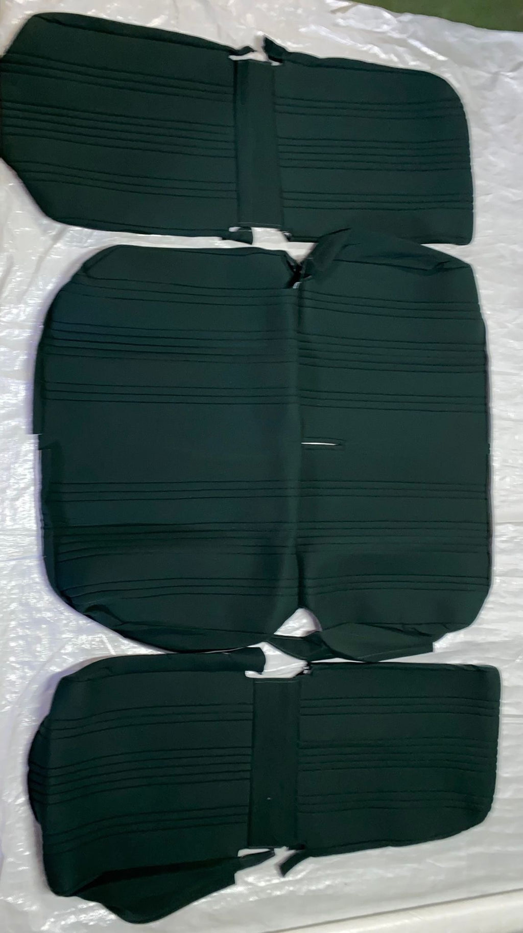 Set of 2 front seat covers (asymmetrical front seats) and 1 rear seat green fabric Citroën 2CV - Copy