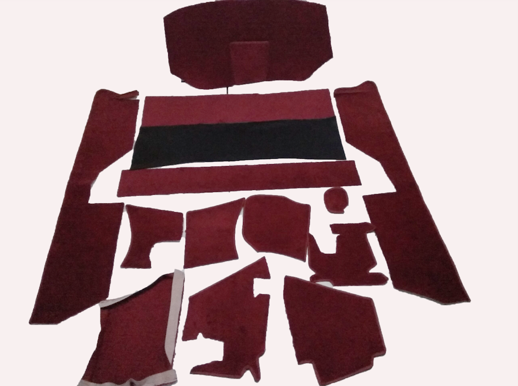 Full carpet set including foam red Citroën ID/DS