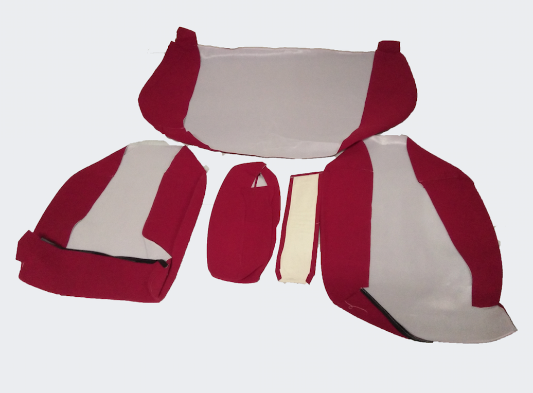 Rear bench cover old model narrow armrest red cloth Citroën ID/DS