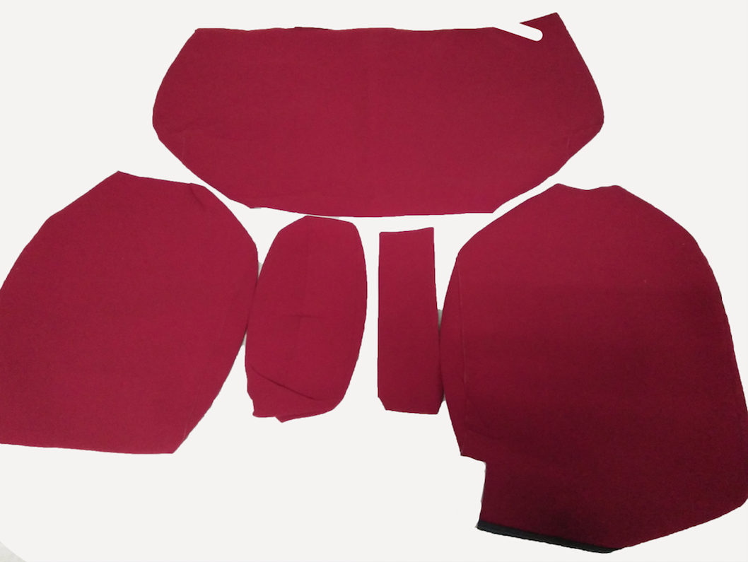 Rear bench cover old model narrow armrest red cloth Citroën ID/DS