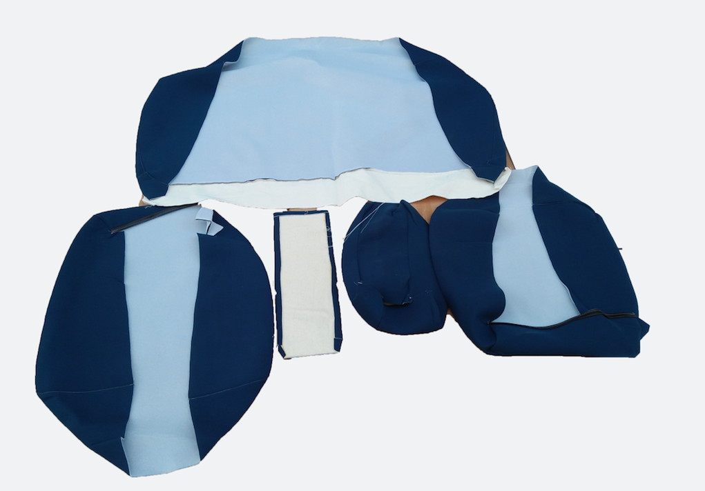 Rear bench cover old model narrow armrest blue cloth Citroën ID/DS