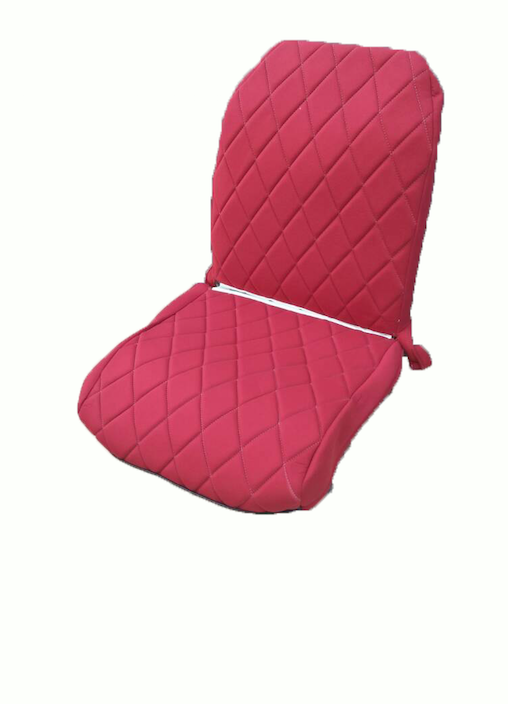Original seat cover set for front R seat (2 round angles) in red cloth Charleston Citroën 2CV