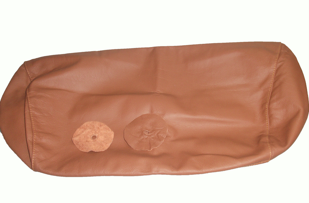 Kopfstützenbezug mit hellbrauner Lederberandung für alte Modelle (Taschenform) breite Ausführung 1 Stück Citroën ID/DS