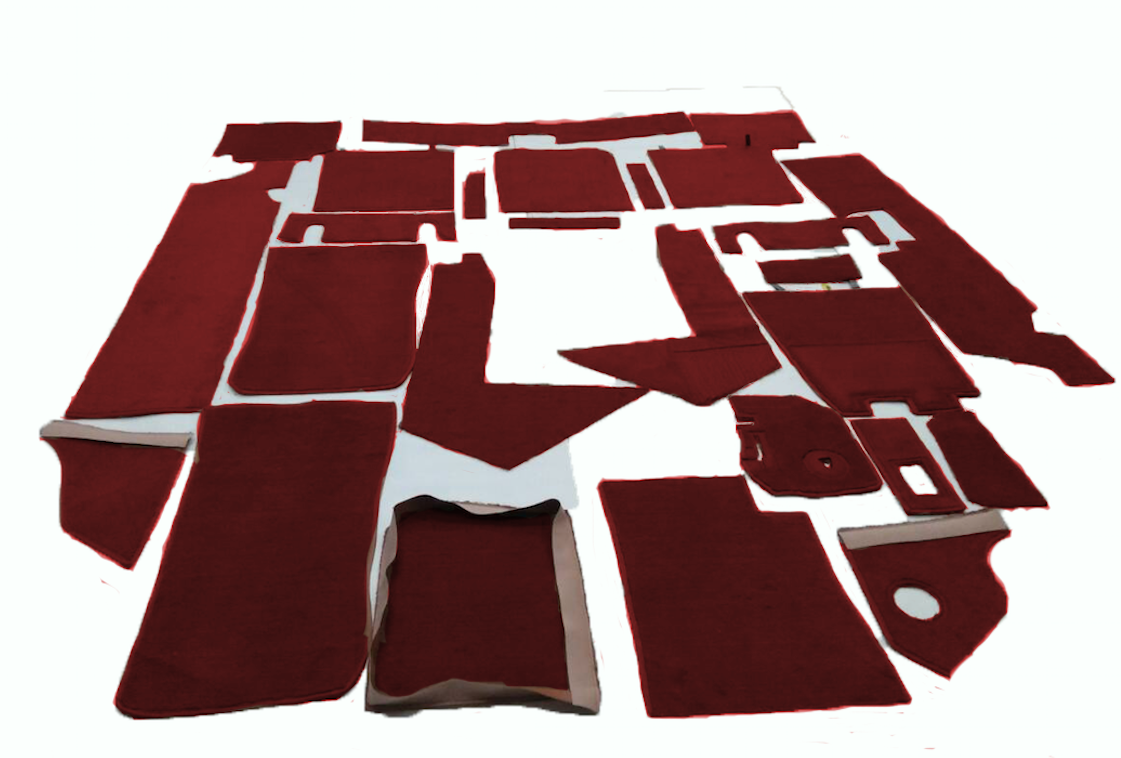 Complete set of carpet mat pieces red Citroën SM